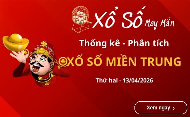 Thống kê xổ số miền Trung Thứ hai 13/04/2026