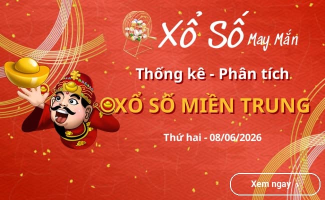 Thống kê xổ số miền Trung Thứ hai 08/06/2026