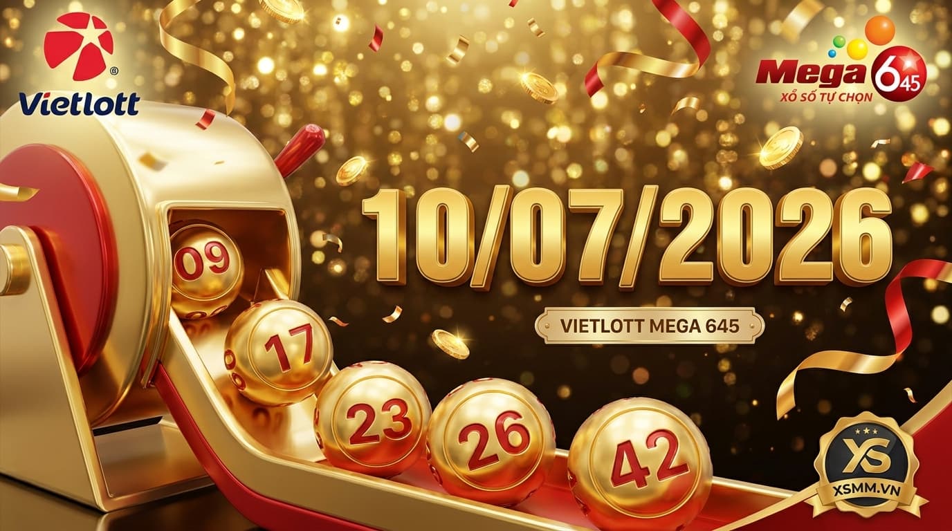 Kết quả xổ số Vietlott Mega 645 ngày 10/07/2026 với dãy số 09-17-23-26-42-44