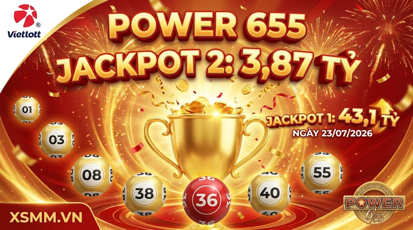Phân tích kết quả xổ số Vietlott Power 655 ngày 23/07/2026 - Jackpot 2 hơn 3,87 tỷ đồng