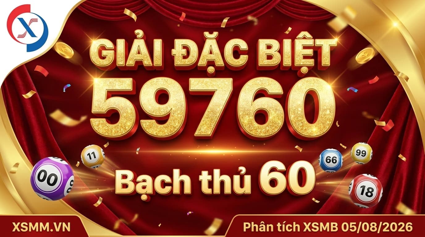 Phân tích xổ số Miền Bắc ngày 05/08/2026 - giải đặc biệt 59760, bạch thủ 60