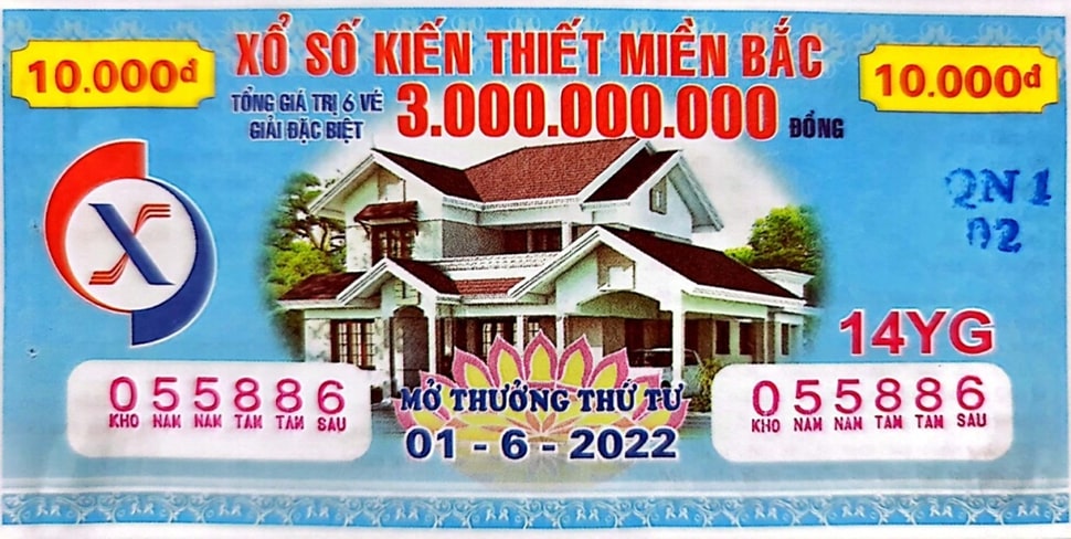 Tờ vé số xổ số kiến thiết Miền Bắc (XSMB)