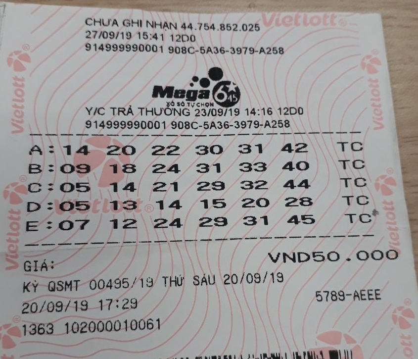 Người chơi tự chọn vé xố Mega 645