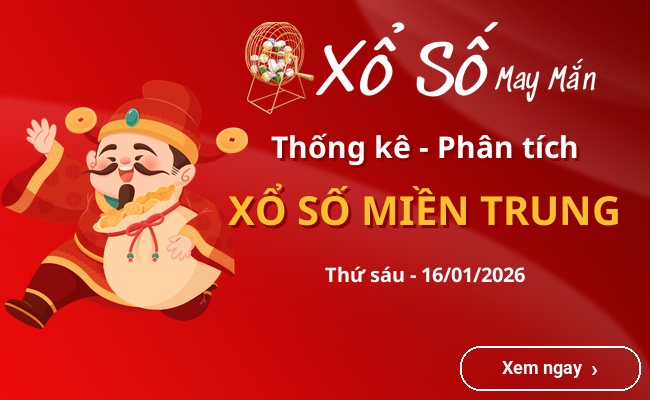 Thống kê xổ số miền Trung Thứ sáu 16/01/2026