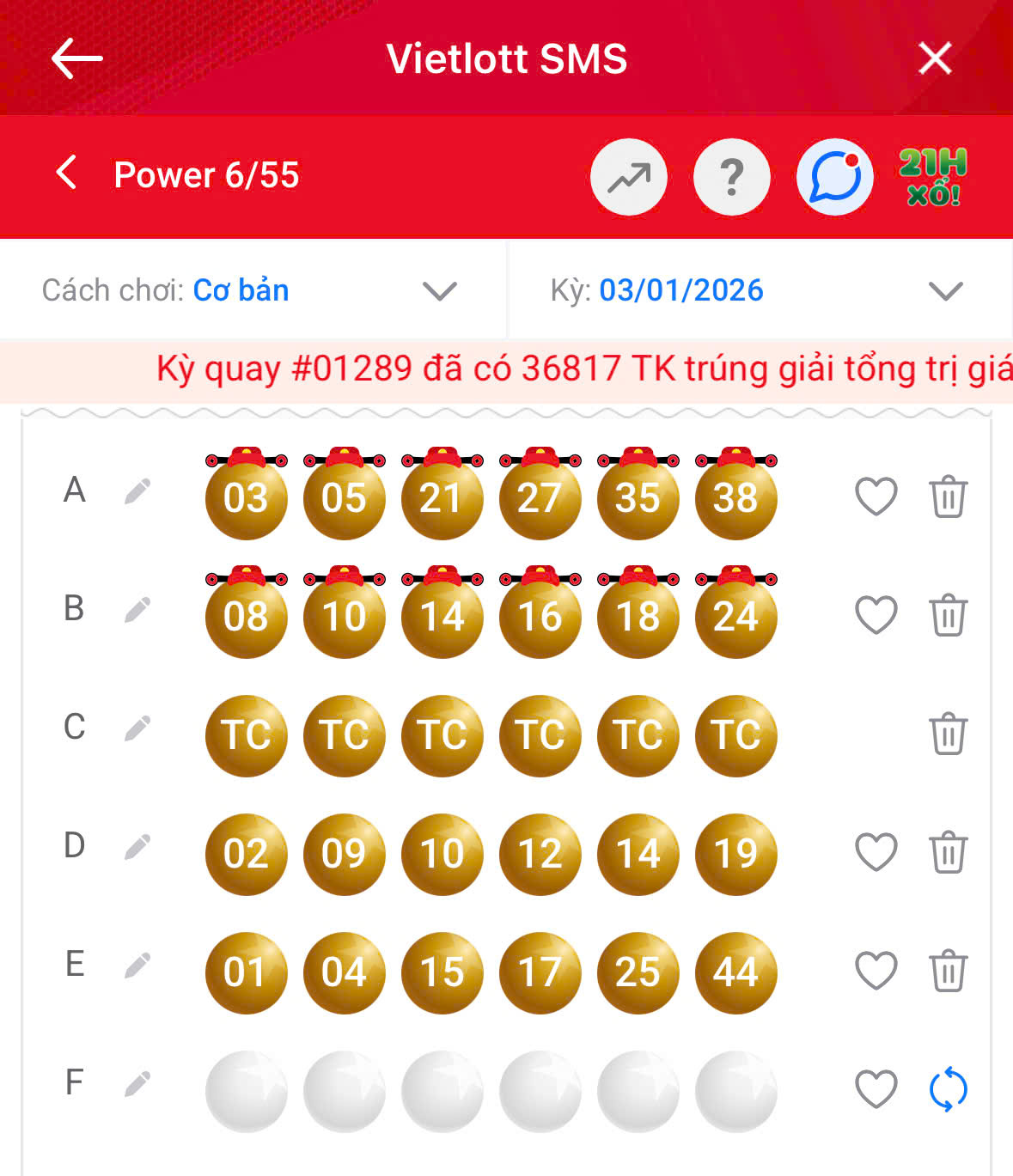 Mua online vietlott power qua hệ thống Vietlott sms